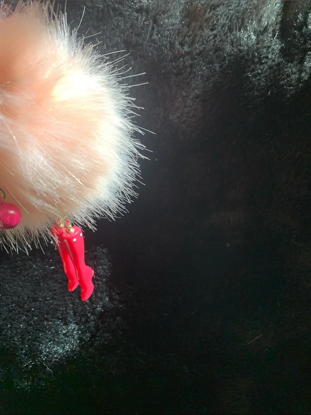 Victoria's Secret Pink Faux Fur Pom Keychain with Hot Pink Doll Legs